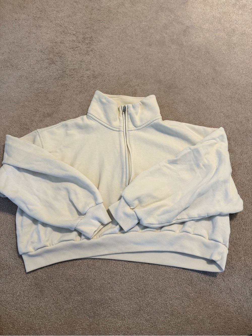 Hollister Co cream cropped quarter zip